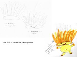 The birth of HeHe. A sea anemone from Belinda's dream morphed into HeHe, The Day Brightener.
