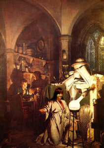 As you can see, Patricia has transformed the worried male alchemist in my last blog's image of The Alchemist in Search of the Philosophers' Stone, by Joseph Wright of Derby (1734-1797), into a radiant woman.